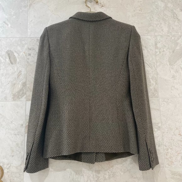 ARMANI COLLEZIONI {6} Blazer Chocolate Brown & Cream Fitted Graphic - Picture 4 of 5